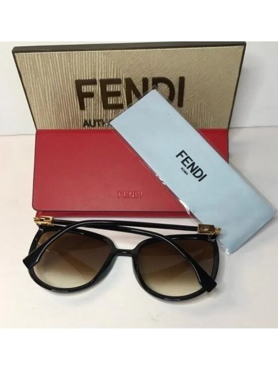 Original -New FENDIAccetate Cat Eye Sunglasses FF 0432/G/S Black Gold main image 5